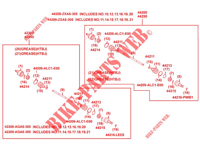 AANDRIJFAS (DETAIL) voor Kymco MXU 700I EX EPS IRS 4T T3B