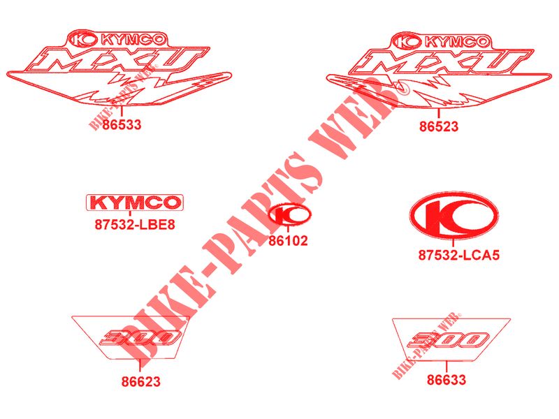 STICKERS voor Kymco MXU 300 US 4T EURO II